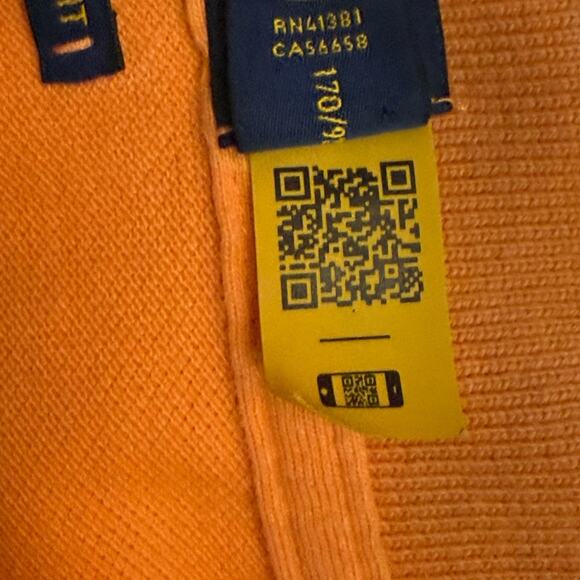 Polo Ralph Lauren Orange Custom Slim Fit Mesh Shirt SM Embroidered Triple-Pony - Picture 6 of 13